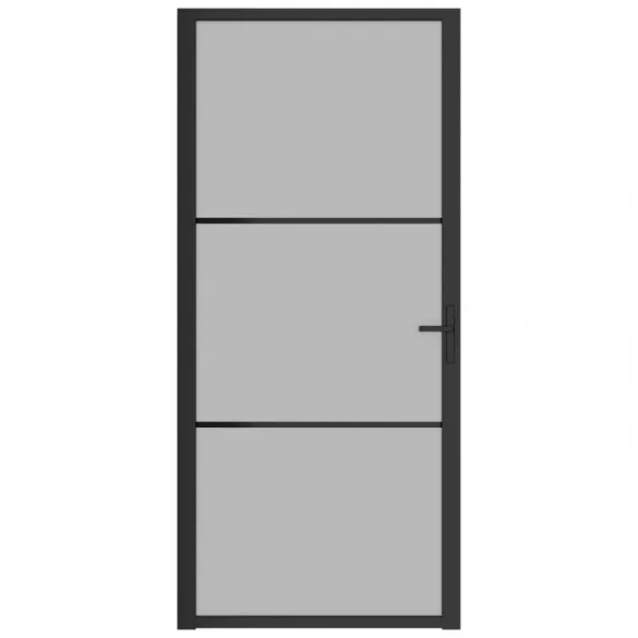fekete matt üveg és alumínium beltéri ajtó 93 x 201,5 cm