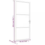 fekete matt üveg és alumínium beltéri ajtó 93 x 201,5 cm