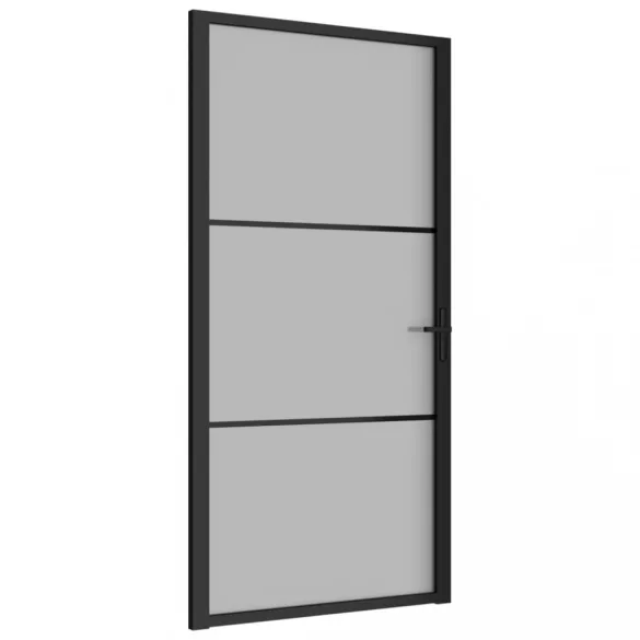 fekete matt üveg és alumínium beltéri ajtó 102,5 x 201,5 cm