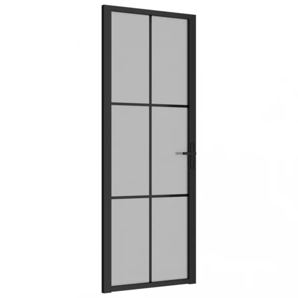 fekete matt üveg és alumínium beltéri ajtó 76 x 201,5 cm