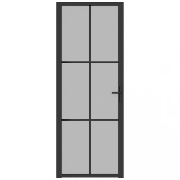 fekete matt üveg és alumínium beltéri ajtó 76 x 201,5 cm