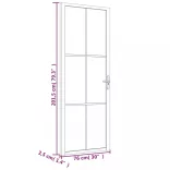 fekete matt üveg és alumínium beltéri ajtó 76 x 201,5 cm