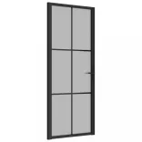 fekete matt üveg és alumínium beltéri ajtó 83 x 201,5 cm