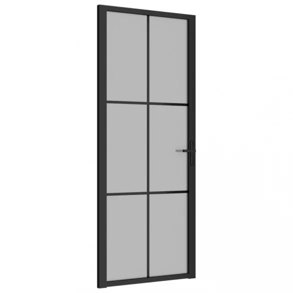fekete matt üveg és alumínium beltéri ajtó 83 x 201,5 cm