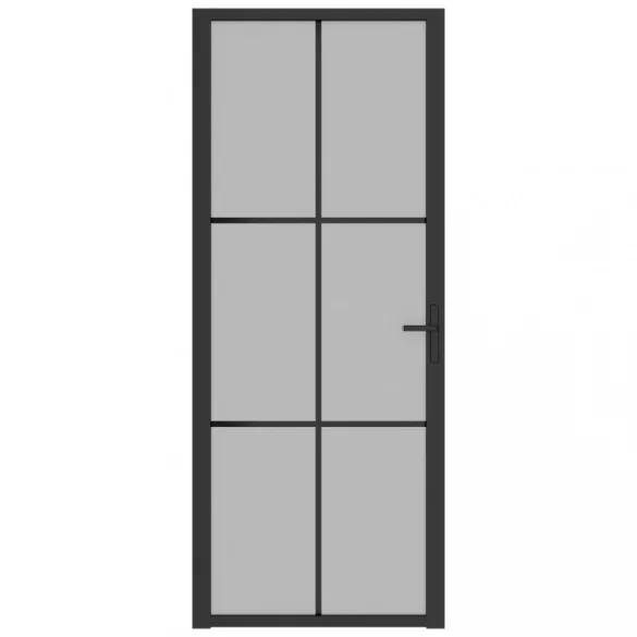 fekete matt üveg és alumínium beltéri ajtó 83 x 201,5 cm