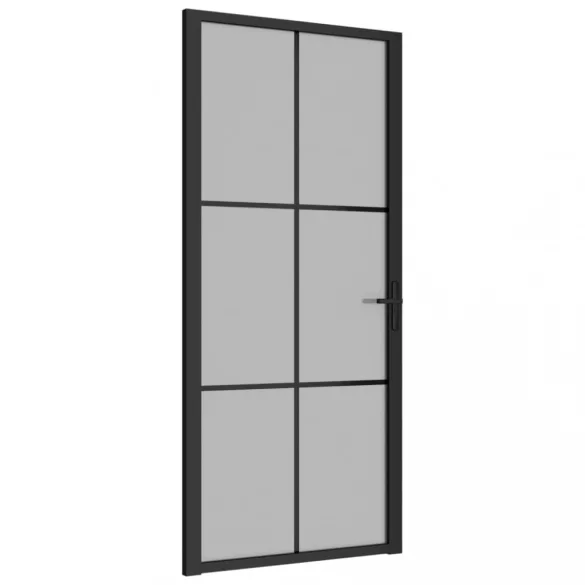 fekete matt üveg és alumínium beltéri ajtó 93 x 201,5 cm