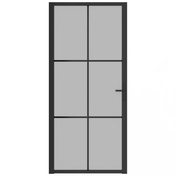 fekete matt üveg és alumínium beltéri ajtó 93 x 201,5 cm