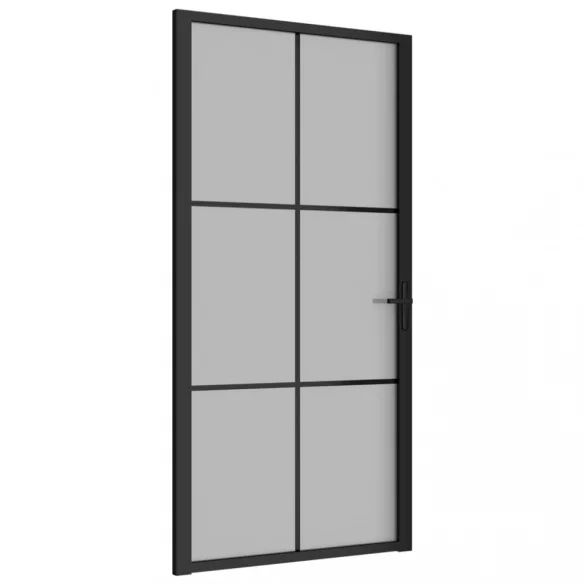 fekete matt üveg és alumínium beltéri ajtó 102,5 x 201,5 cm