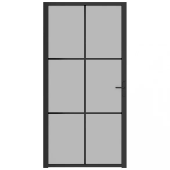 fekete matt üveg és alumínium beltéri ajtó 102,5 x 201,5 cm