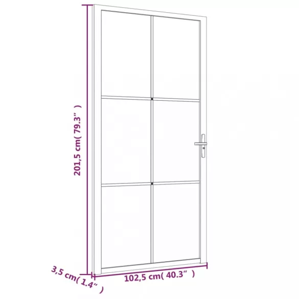 fekete matt üveg és alumínium beltéri ajtó 102,5 x 201,5 cm