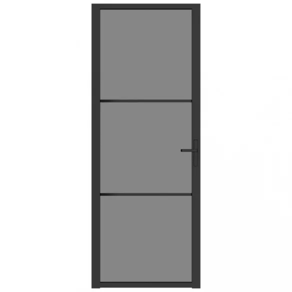 fekete ESG üveg és alumínium beltéri ajtó 76 x 201,5 cm