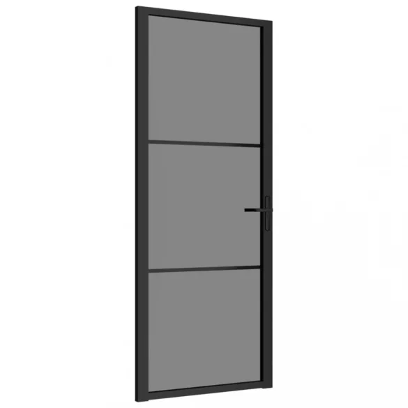 fekete ESG üveg és alumínium beltéri ajtó 83 x 201,5 cm