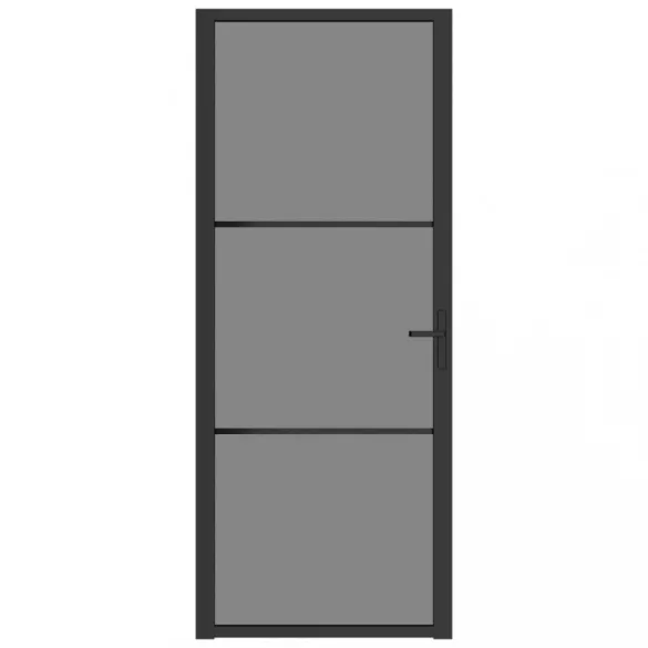 fekete ESG üveg és alumínium beltéri ajtó 83 x 201,5 cm