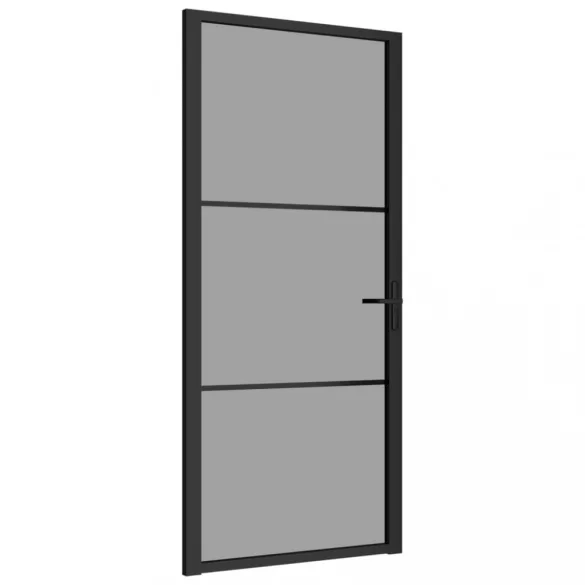 fekete ESG üveg és alumínium beltéri ajtó 93 x 201,5 cm