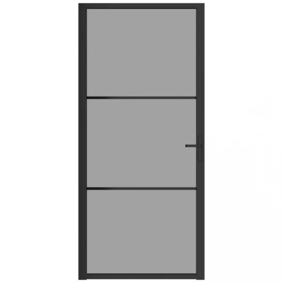 fekete ESG üveg és alumínium beltéri ajtó 93 x 201,5 cm