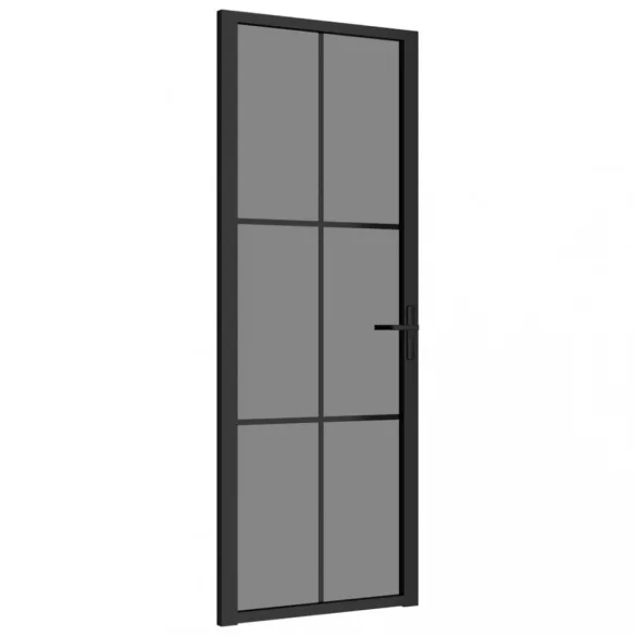 fekete ESG üveg és alumínium beltéri ajtó 76 x 201,5 cm