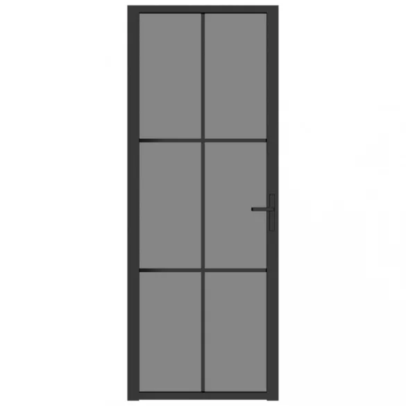 fekete ESG üveg és alumínium beltéri ajtó 76 x 201,5 cm