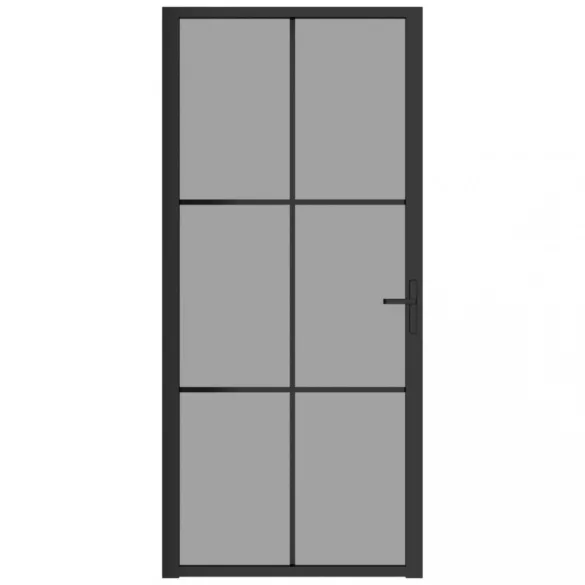 fekete ESG üveg és alumínium beltéri ajtó 93 x 201,5 cm