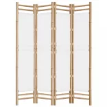 4 paneles összecsukható bambusz és vászon térelválasztó 160 cm