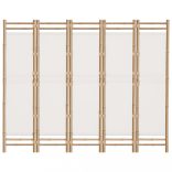 5 paneles összecsukható bambusz és vászon térelválasztó 200 cm