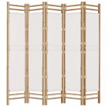 5 paneles összecsukható bambusz és vászon térelválasztó 200 cm