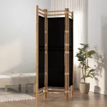 3 paneles összecsukható bambusz és vászon térelválasztó 120 cm