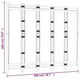 5 paneles összecsukható bambusz és vászon térelválasztó 200 cm