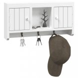 fehér szerelt fa és acél kulcsszekrény 40 x 8,5 x 20 cm