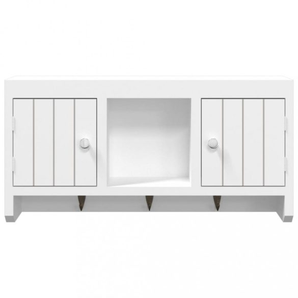 fehér szerelt fa és acél kulcsszekrény 40 x 8,5 x 20 cm