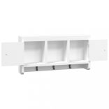 fehér szerelt fa és acél kulcsszekrény 40 x 8,5 x 20 cm