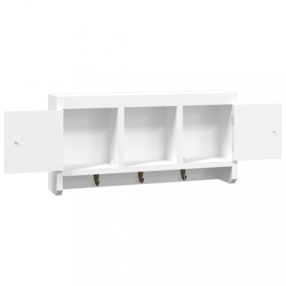 fehér szerelt fa és acél kulcsszekrény 40 x 8,5 x 20 cm