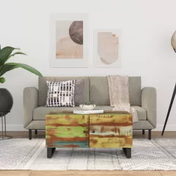   tömör újrahasznosított és szerelt fa dohányzóasztal 80x50x40 cm