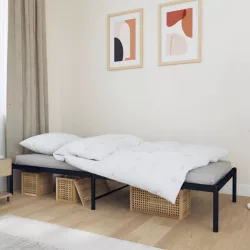 fekete fém ágykeret 75 x 190 cm