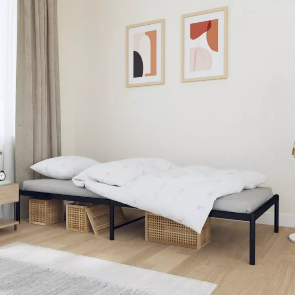 fekete fém ágykeret 80 x 200 cm