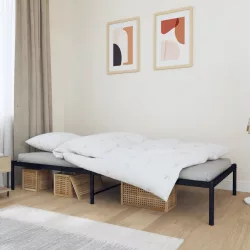 fekete fém ágykeret 90 x 200 cm