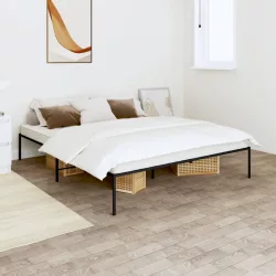 fekete fém ágykeret 140 x 190 cm