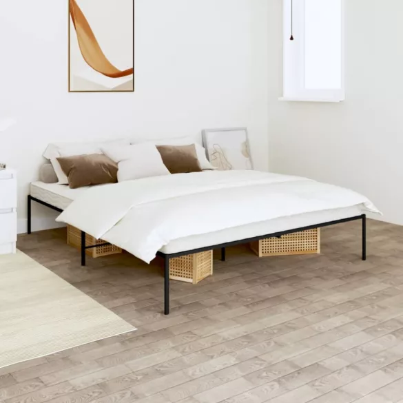 fekete fém ágykeret 140 x 200 cm