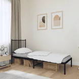 fekete fém ágykeret fejtámlával 75 x 190 cm