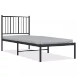 fekete fém ágykeret fejtámlával 75 x 190 cm