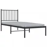 fekete fém ágykeret fejtámlával 75 x 190 cm