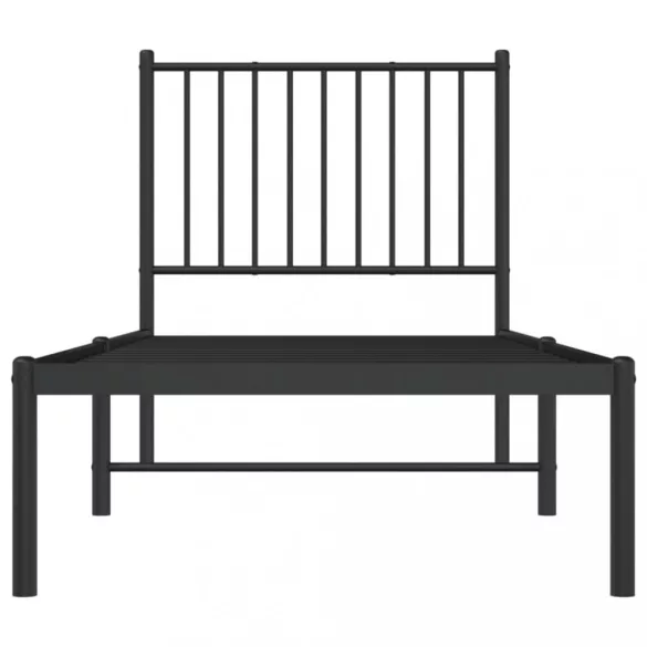 fekete fém ágykeret fejtámlával 75 x 190 cm