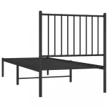 fekete fém ágykeret fejtámlával 75 x 190 cm