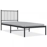 fekete fém ágykeret fejtámlával 80 x 200 cm