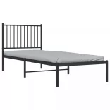 fekete fém ágykeret fejtámlával 80 x 200 cm