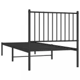 fekete fém ágykeret fejtámlával 80 x 200 cm