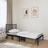 fekete fém ágykeret fejtámlával 90 x 190 cm