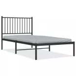 fekete fém ágykeret fejtámlával 90 x 190 cm