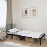 fekete fém ágykeret fejtámlával 90 x 200 cm