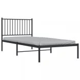 fekete fém ágykeret fejtámlával 90 x 200 cm