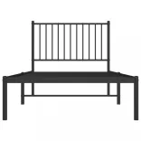 fekete fém ágykeret fejtámlával 90 x 200 cm